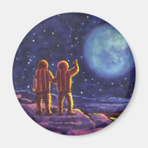 Aimant Science-fiction vintage, astronautes du Fi Sci sur