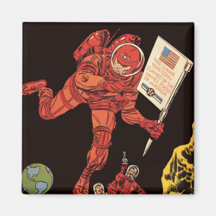 Aimant Science-fiction vintage, Atterrissage d'astronaute