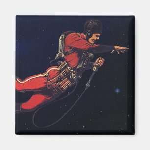 Aimant Science-fiction vintage d'astronaute dans l'espace