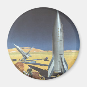 Aimant Science-fiction vintage de planète désertique avec