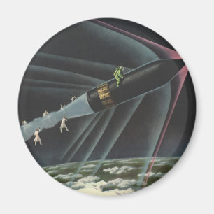 Aimant Science-fiction vintage d'un astronaute chevauchan