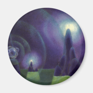 Aimant Science-fiction vintage, planète de l'espace extra