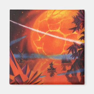 Aimant Science-fiction vintage, planète de science-fictio