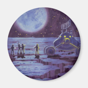 Aimant Science-fiction vintage, Sci Fi Alien Lune Landing