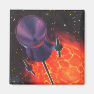 Aimant Science-fiction vintage, Sci Fi Rocket, Red Planet