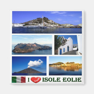 Aimant SCL031 ÎLES ÉOLIENNES I Love, Sicile, Frigo