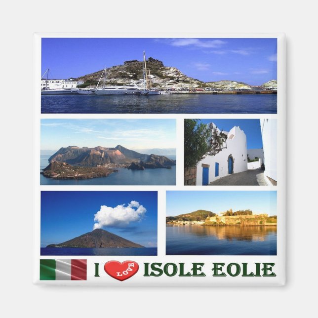 Aimant SCL031 ÎLES ÉOLIENNES I Love, Sicile, Frigo (Devant)
