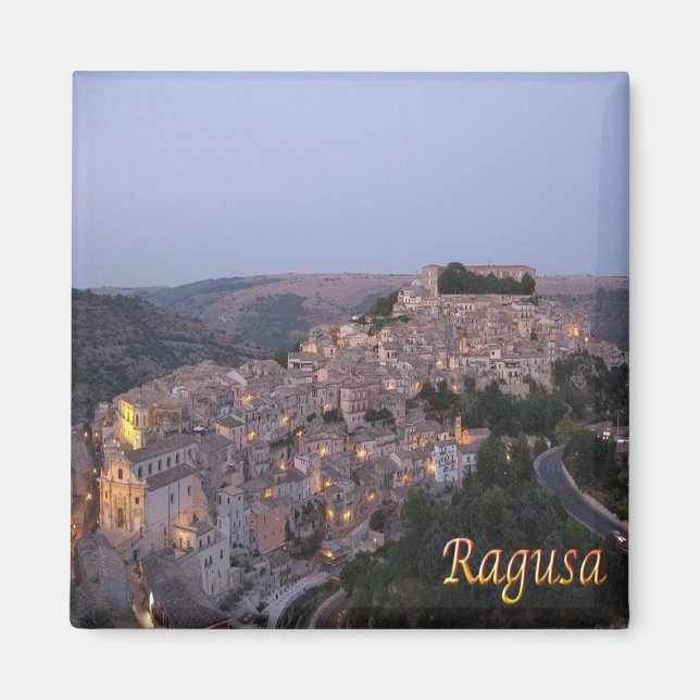 Aimant SCL072 RAGUSA par nuit, Sicile, Italie, Frigo (Devant)