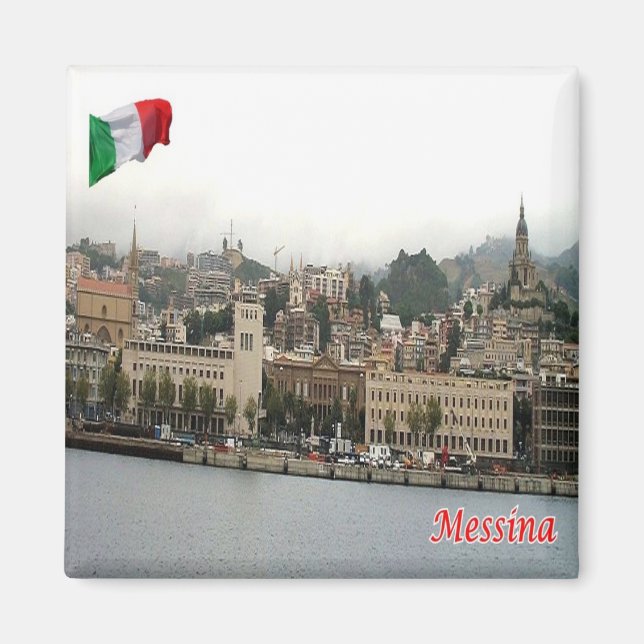 Aimant SCL078 MESSINA Cityscape, Sicile, Italie, Frigo (Devant)