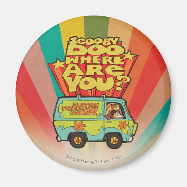 Aimant Scooby-Doo | "Où Es-Tu ?" Retro Cartoon Van (Devant)