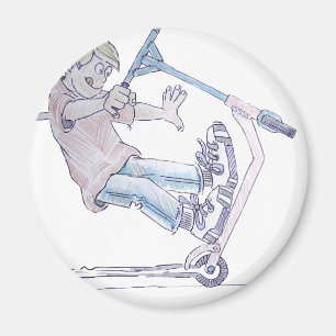 Aimant Scooter de micro de bande dessinée de wheelie de