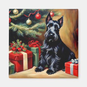 Aimant Scottish Terrier à Noël