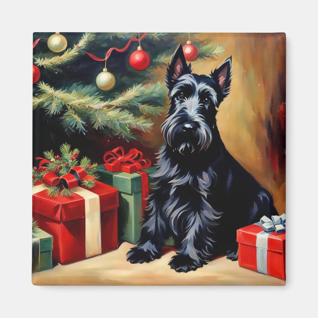 Aimant Scottish Terrier à Noël (Devant)
