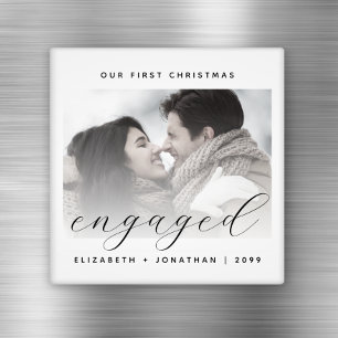 Aimant Script de premier Noël fiancé photo minimaliste