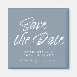 Aimant Script Minimaliste Dusty Blue Wedding Enregistrer 
