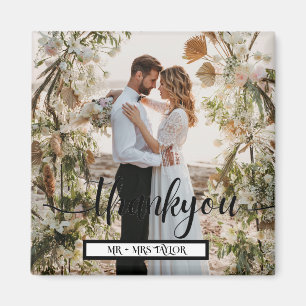 Aimant Script moderne Merci photo Mariage Favoriser