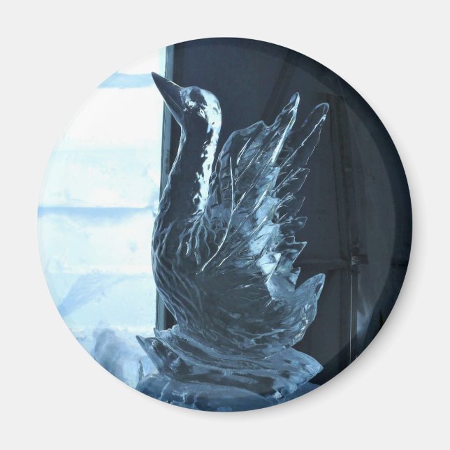 Aimant Sculpture de glace de cygne, Québec, Canada (Devant)