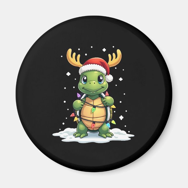 Aimant Sea Turtle Santa Christmas Lights Cute Xmas Men Wo (Devant)