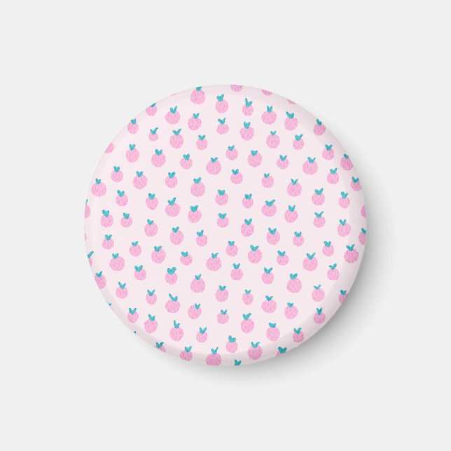 Aimant Seamless Strawberry Pattern – Pastel Pink Cute  (Devant)