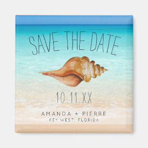 Aimant Seashell Beach Wedding Enregistrer la date