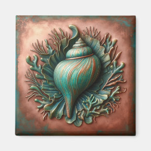 Aimant Seashell Copper et Patina Beach House