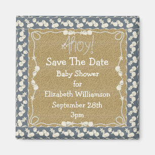 Aimant Seashells & Beach Enregistrer La Date Baby shower
