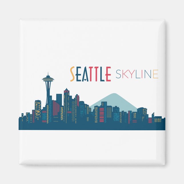 Aimant Seattle Skyline Blue (Devant)