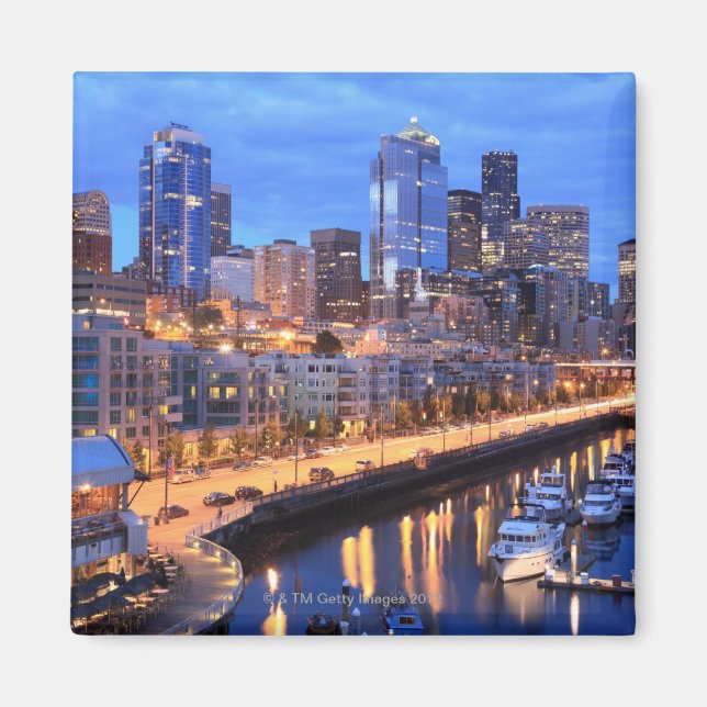 Aimant Seattle Skyline et port, État de Washington (Devant)