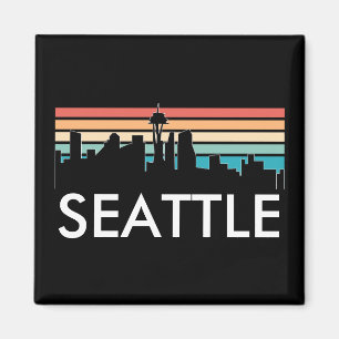 Aimant Seattle Washington Retro Sunset Skyline tendance
