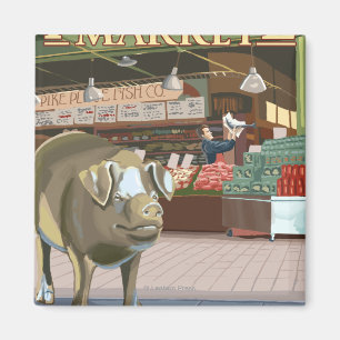 Aimant SeattleFish Toss et Bronze Pig à Pike Place