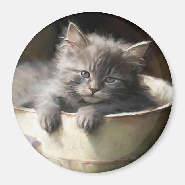 Aimant Seau Plein De Joie Sweet Grey Kitten (Devant)