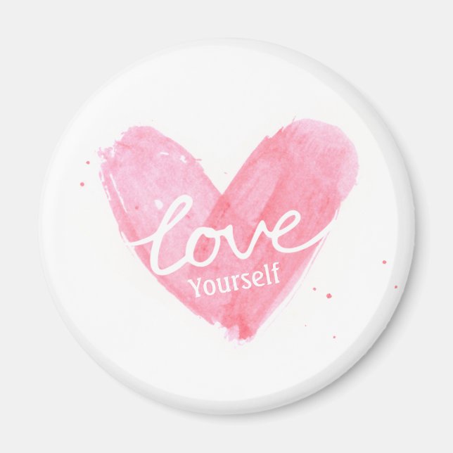 Aimant Self Esteem Love Yourself Typographie Coeur (Devant)
