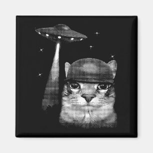 Aimant Selfie De Chat Avec Alien Ufo Drôle Cadeaux De Cha