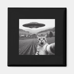 Aimant Selfie De Chat Avec Alien Ufo Drôle Cadeaux De Cha