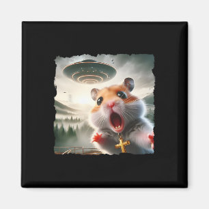 Aimant Selfie de hamster drôle avec un voyage alien mème 