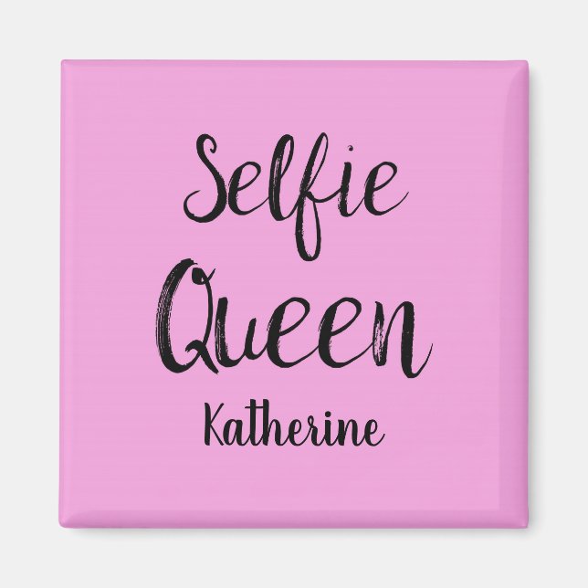 Aimant Selfie Nom Reine Pink Personnalisé (Devant)