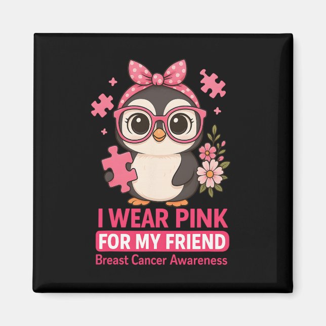 Aimant Sensibilisation au cancer du sein Je porte le rose (Devant)