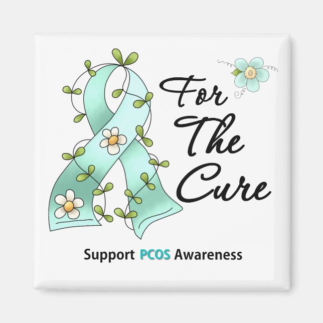 Aimant Sensibilisation au PCOS Je porte du ruban Turquois (Devant)