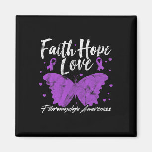 Aimant Sensibilisation Papillon pourpre Fibro Grunge guer