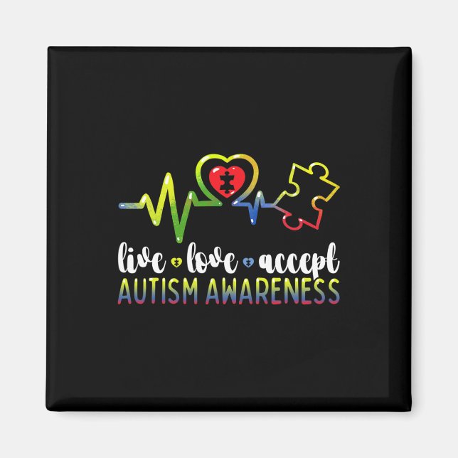 Aimant Sensibilisation sur l'autisme Live Love Accepter (Devant)