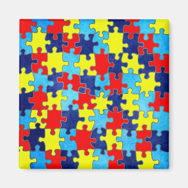 Aimant Sensibilisation sur l'autisme-Puzzle par Shirley T (Devant)