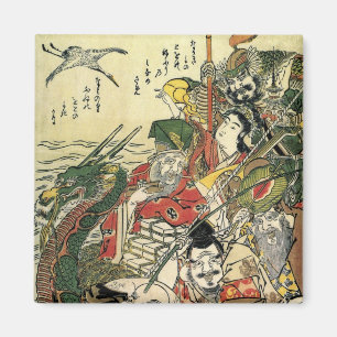 Aimant Sept dieux de bonne fortune Hokusai Fine Art