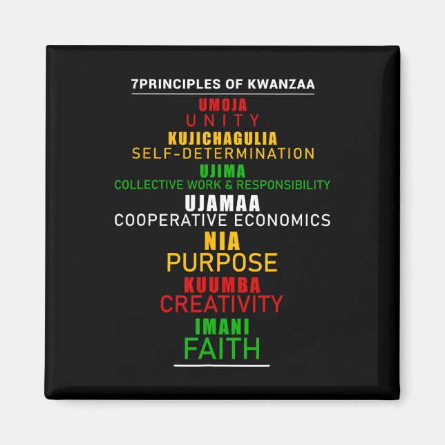 Aimant Sept Principes De Kwanzaa Christmas Afro-america (Devant)
