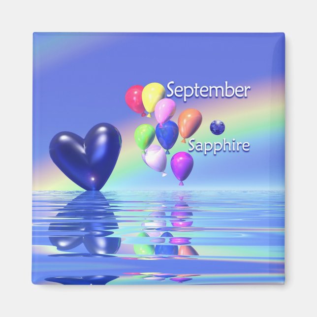 Aimant Septembre Anniversaire Sapphire Heart (Devant)
