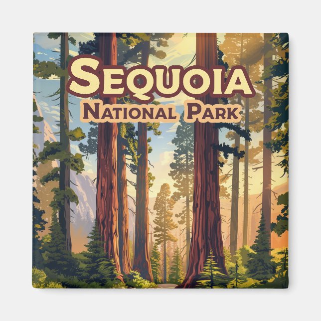 Aimant Sequoia National Park California Tree Retro (Devant)