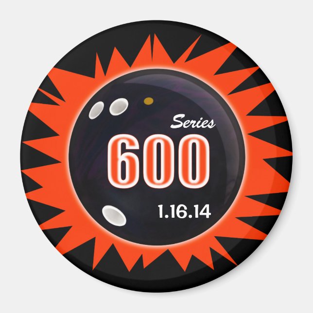 Aimant Série 600 en Ligue Bowling, Black Ball & Red, (Devant)