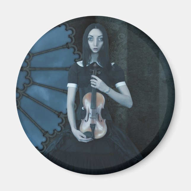 Aimant Sérieux Art surréel de violoniste victorien gothiq (Devant)