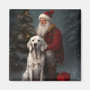 Aimant Setter Anglais Avec Le Père Noël Festif Noël