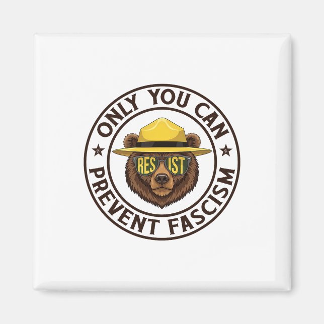 Aimant Seulement vous pouvez empêcher le fascisme ours ré (Devant)