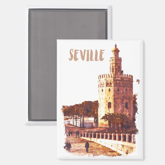 Aimant Séville Espagne Andalousie Voyage élégant (Recto/Verso)